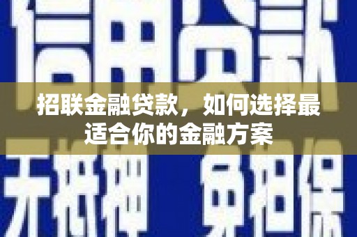 项城招联金融贷款，如何选择最适合你的金融方案