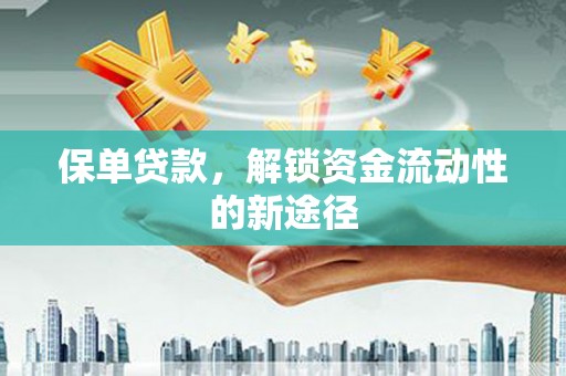 项城保单贷款，解锁资金流动性的新途径