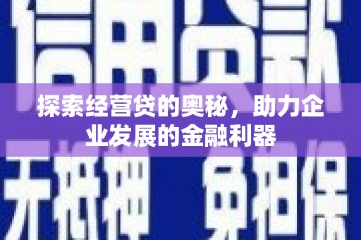 项城探索经营贷的奥秘，助力企业发展的金融利器