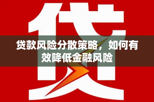 项城贷款风险分散策略，如何有效降低金融风险