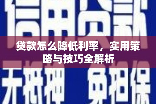 项城贷款怎么降低利率，实用策略与技巧全解析