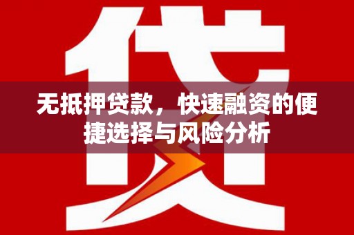 项城无抵押贷款，快速融资的便捷选择与风险分析