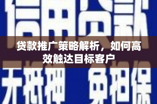 项城贷款推广策略解析，如何高效触达目标客户