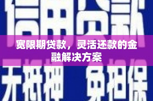 项城宽限期贷款，灵活还款的金融解决方案