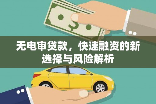 项城无电审贷款，快速融资的新选择与风险解析