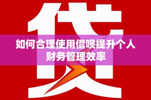 项城如何合理使用借呗提升个人财务管理效率