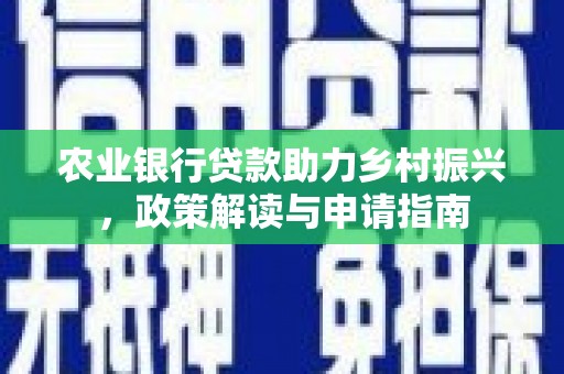 项城农业银行贷款助力乡村振兴，政策解读与申请指南