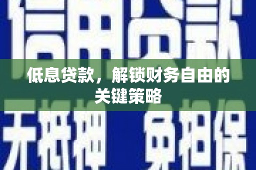 项城低息贷款，解锁财务自由的关键策略
