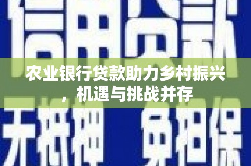 项城农业银行贷款助力乡村振兴，机遇与挑战并存